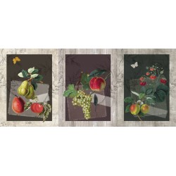 Lot de 3 torchons en sergé coton 100 % en 50 x 70 cm avec des fruits en impression digitale
