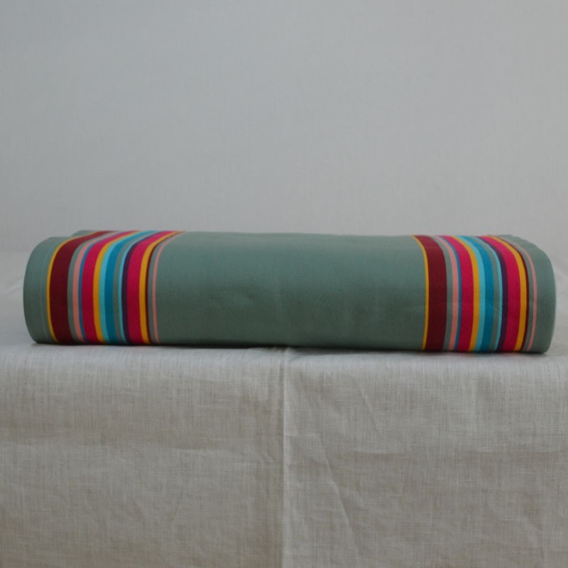 Toile à transat en 43 cm de large de couleur cactus au centre et aux bordures avec des rayures colorées
