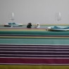 Nappe en sergé enduit à l'esprit basque avec un bayadère dans des tons de vert et prune