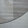 Toile cirée ronde Ø 160, un chemin de table bordé d'un point de croix dans des tons gris