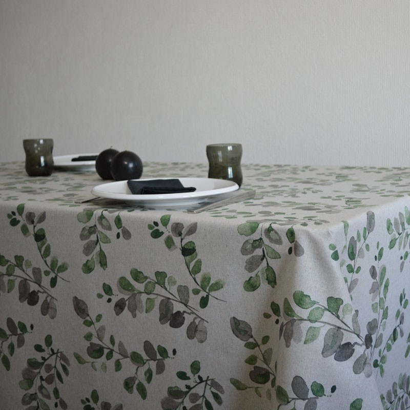Toile de savoie enduite en 175 cm avec un décor de feuillage