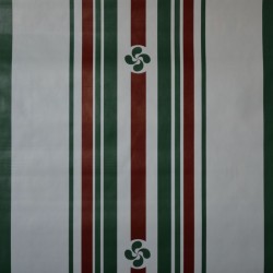 Toile cirée standard en 140 , le véritable motif "basque" avec ses 7 rayures et sa croix