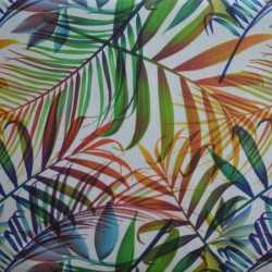 Nappe en toile enduite, impression digitale, un esprit "Jungle" avec de magnifique feuilles colorées