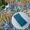 Nappe en toile enduite, impression digitale, un esprit "Jungle" avec de magnifique feuilles colorées