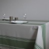 Nappe en toile enduite avec des rayures amande et naturelles pour un esprit basque sur votre table