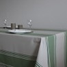 Nappe en toile enduite avec des rayures amande et naturelles pour un esprit basque sur votre table