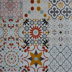 Toile cirée standard en 140 avec des carreaux de ciment colorés