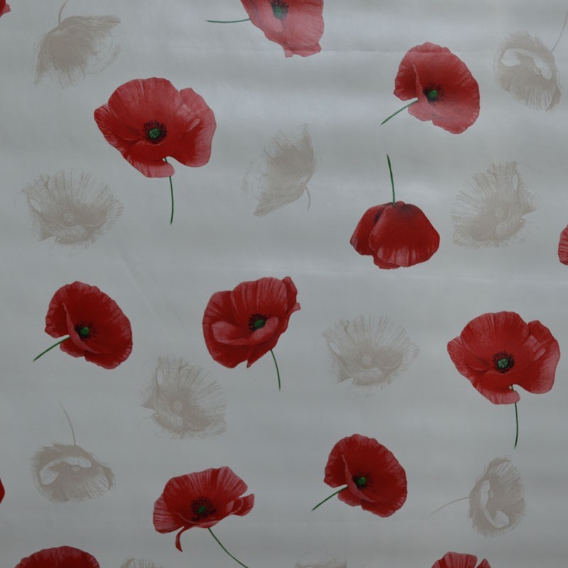Toile cirée standard en 140 cm de large avec de jolis coquelicots