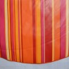 Toile cirée ronde, finie par un biais, pour 4 à 6 couverts, avec des rayures rouge-orangé