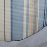 Toile cirée ronde, finie par un biais, pour 4 à 6 couverts, avec des rayures ciel et beige