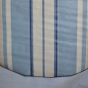 Toile cirée ronde, finie par un biais, pour 4 à 6 couverts, avec des rayures ciel et beige