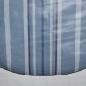 Toile cirée ronde, finie par un biais, pour 4 à 6 couverts, avec des rayures bleu-jeans