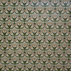 Toile cirée ronde, finie par un biais pour 4 à 6 couverts avec un motif original et moderne