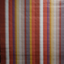 Toile cirée standard en 160, Brice, un bayadère aux rayures rouges, taupe et blanches