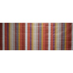 Toile cirée standard en 160, Brice, un bayadère aux rayures rouges, taupe et blanches