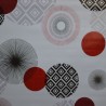 Toile cirée standard au mètre en 140 cm avec des ronds rouges et anthracite