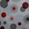 Toile cirée standard au mètre en 140 cm avec des ronds rouges et anthracite