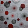Toile cirée standard au mètre en 140 cm avec des ronds rouges et anthracite