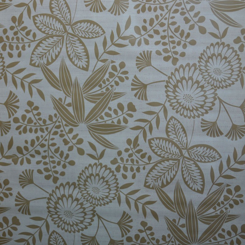 Toile cirée standard avec des fleurs et des feuilles graphiques taupe