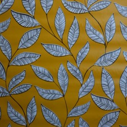 Toile cirée standard avec un motif de feuilles sur fond moutarde