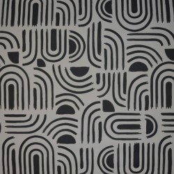 Toile cirée standard en 140 cm de large, des courbes noires pour un aspect ultra moderne