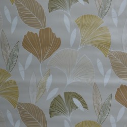 Toile cirée standard en 140 cm de large avec des feuilles de ginkgo sur fond écru