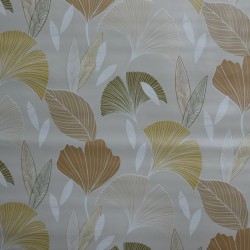 Toile cirée standard en 140 cm de large avec des feuilles de ginkgo sur fond écru