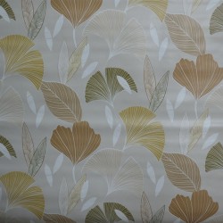 Toile cirée standard en 140 cm de large avec des feuilles de ginkgo sur fond écru