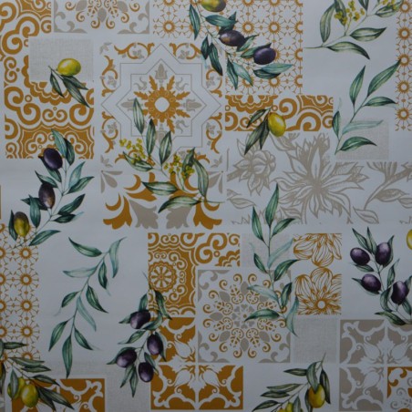 Toile cirée standard en 140 cm de large avec des olives