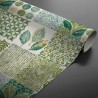 Un patchwork végétal graphique vert pour une table moderne et naturelle.