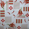 Toile cirée au mètre Patxi, le véritable motif "basque" avec ses piments...
