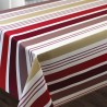 Toile cirée au mètre Julen, un bayadère esprit basque rouge et beige...