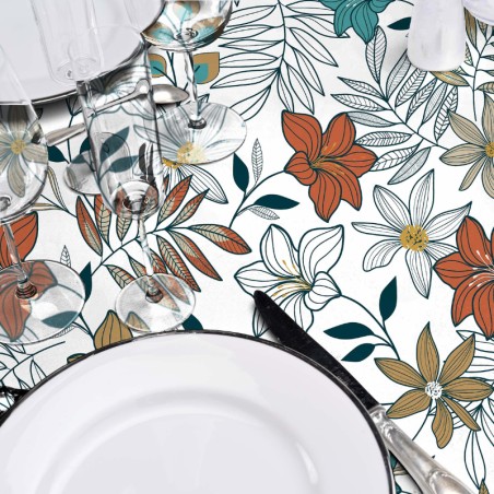 Toile cirée au mètre Luane, au motif floral et contemporain ...