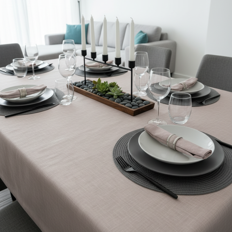 Tissu laminé au mètre Milo rose, une nappe vieux rose texturée au style naturel et chic