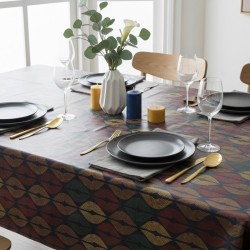 Toile cirée au mètre Nerina, en 160 cm de large, un motif aux lignes ondulées multicolores, idéale pour apporter du caractère