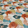 Toile cirée au mètre Sienna, en 160 cm de large, un motif floral graphique aux tons terracotta, ocre et vert