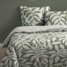 Bali, parure de lit à grands motifs feuillages vert sauge et blanc