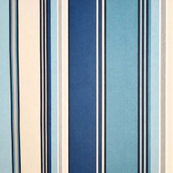 Tissu enduit au mètre Lucas, un bayadère aux rayures bleu, écru et gris pour une ambiance douce et bord de mer
