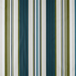 Tissu enduit au mètre Arthur, un bayadère aux rayures turquoise, olive et écru pour une ambiance élégante et contemporaine