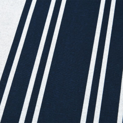 Toile de savoie enduite au mètre Émile, de larges rayures bleu profond et écru