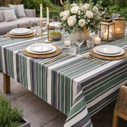 Tissu enduit rayé bleu - Dralon traité Téflon anti-UV - Extérieur