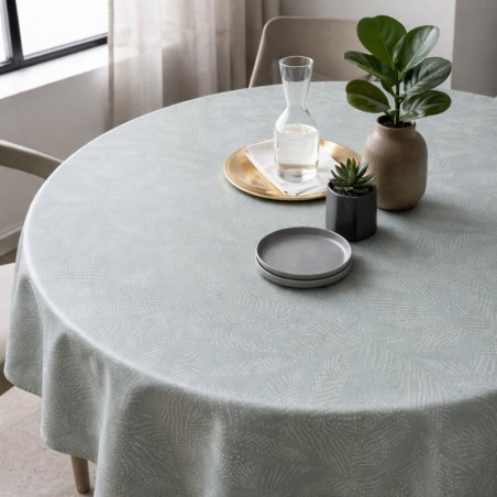 Toile cirée ronde Ø 175 Silva : un motif végétal graphique