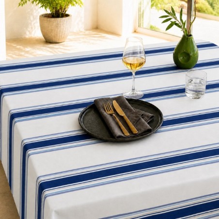 Toile cirée Rayures marines bleues