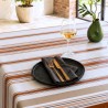 Toile cirée Rayures caramel et beige