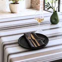 Toile cirée Rayures taupe et chocolat