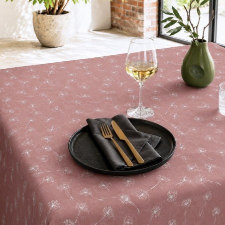 Toile cirée Pissenlits blancs sur fond rose poudré