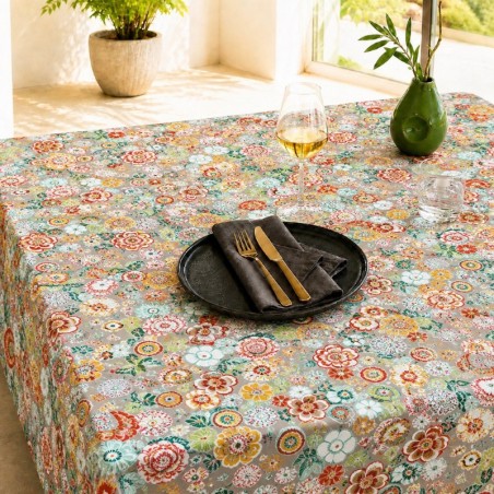 Tissu enduit floral coloré