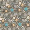 Toile cirée florale turquoise, beige et gris