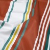 Tissu enduit à larges rayures terracotta, vert canard, blanches et jaunes