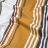 Tissu enduit à larges rayures jaune moutarde, marron chocolat